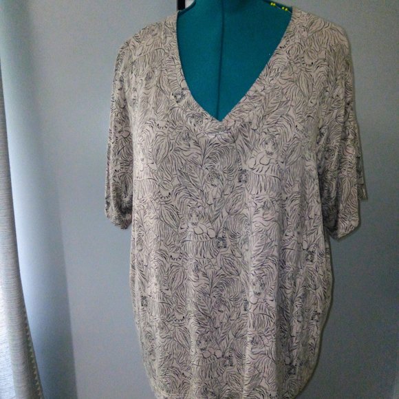Alfani Oversized Tiger Print Loungewear Top Sz XL - Picture 2 of 11